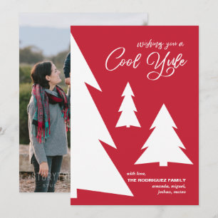 Cartes Pour Fêtes Annuelles Cool blanc rouge moderne Yule Script Trees Photo