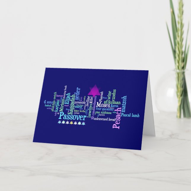 Cartes Pour Fêtes Annuelles Cool Blues Pesach Word Cloud Card (Devant)