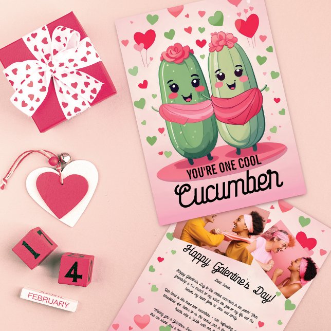 Cartes Pour Fêtes Annuelles Cool Concombre Amitié Saint-Galentin (Créateur téléchargé)