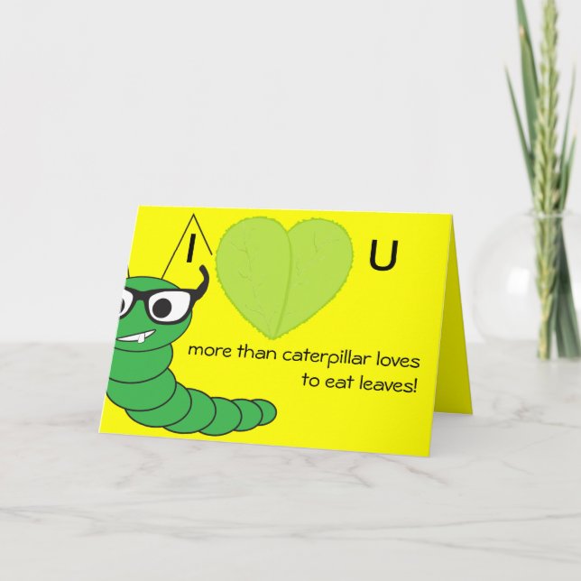 Cartes Pour Fêtes Annuelles Cool drôle de chenille nerveuse Saint Valentin (Devant)