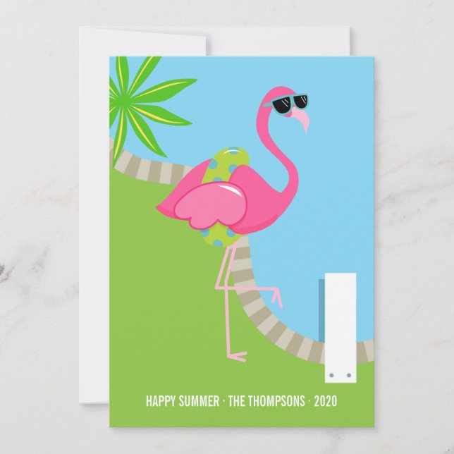 Cartes Pour Fêtes Annuelles Cool Flamant rose rose Famille Photo Collage Salut (Devant)