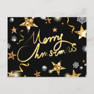 Cartes Pour Fêtes Annuelles Cool Gold Black Stars Metallic Mode Joyeux Noël