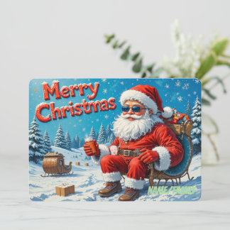 Cartes Pour Fêtes Annuelles Cool Modern Santa in Snowy Forest 
