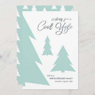 Cartes Pour Fêtes Annuelles Cool moderne Yule Script Mint Green Trees