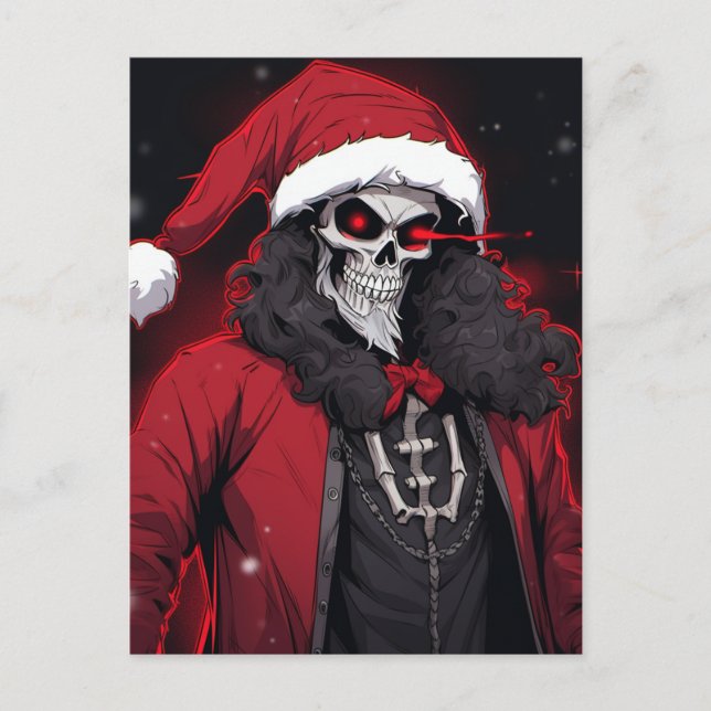 Cartes Pour Fêtes Annuelles Cool Noël Saison de vacances Crâne Père Noël Bone  (Devant)