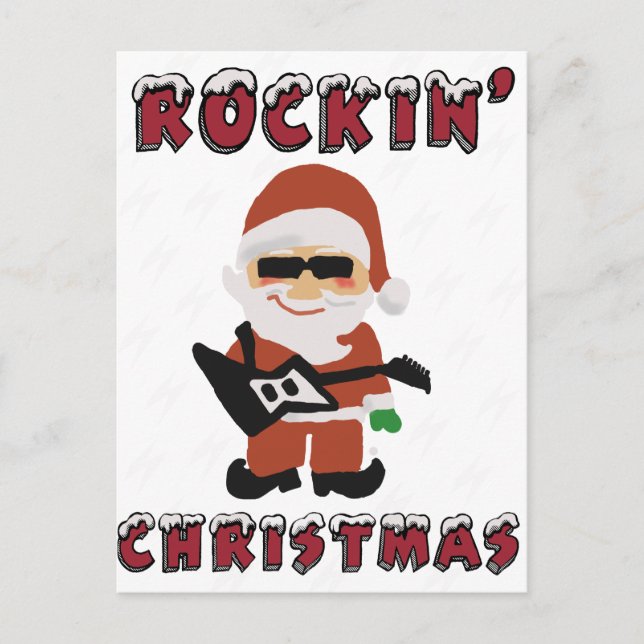Cartes Pour Fêtes Annuelles Cool Père Noël de Noël de Rockin (Devant)