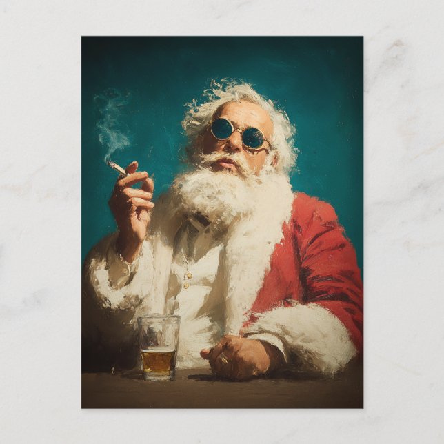 Cartes Pour Fêtes Annuelles Cool Retro Santa Portrait (Devant)