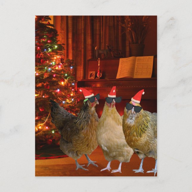 Cartes Pour Fêtes Annuelles Cool Xmas Chickens (Devant)