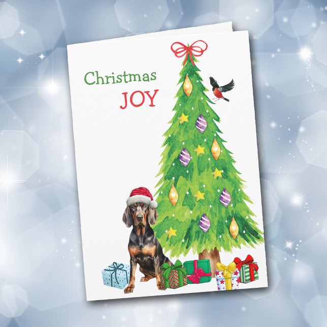 Cartes Pour Fêtes Annuelles Coonhouse noir et tan et sapin de Noël (Créateur téléchargé)