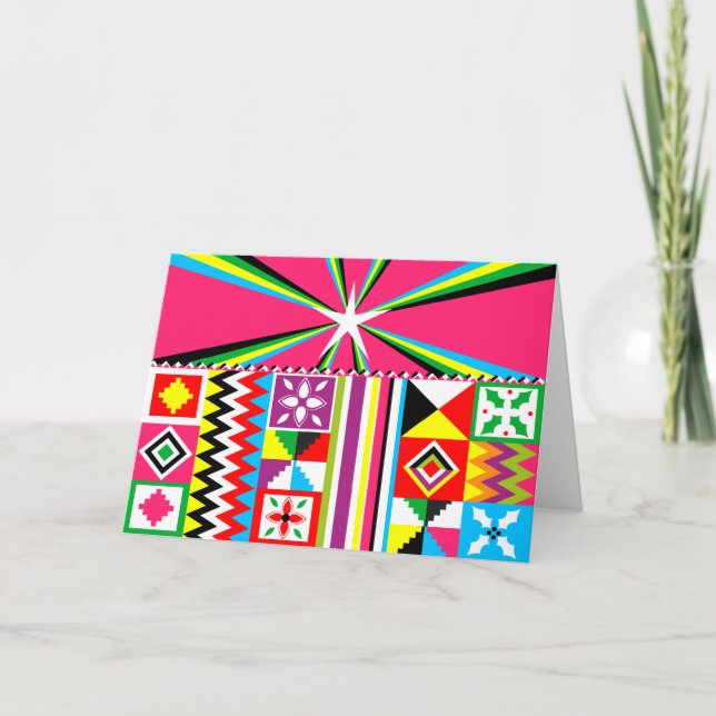 Cartes Pour Fêtes Annuelles Copie tribale de motif de tissu de Kente (Devant)