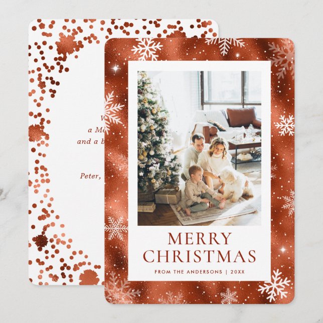 Cartes Pour Fêtes Annuelles Copier Joyeux Noël Flocon de neige Photo (Devant / Derrière)