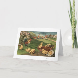 Cartes Pour Fêtes Annuelles Coq et poussins