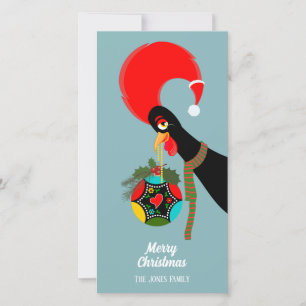 Cartes Pour Fêtes Annuelles Coq portugais boule de Noël à houx