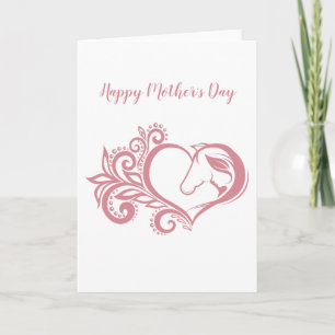 Cartes Pour Fêtes Annuelles Coquette Coeur rose Cheval Fille Feminine Élégante