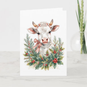 Cartes Pour Fêtes Annuelles Coquette de vache des Highlands Noël