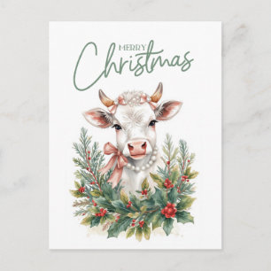 Cartes Pour Fêtes Annuelles Coquette de vache des Highlands Noël