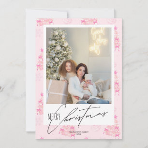 Cartes Pour Fêtes Annuelles Coquette élégant Arbre de Noël arc rose 1 photo