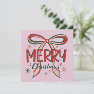 Cartes Pour Fêtes Annuelles Coquette Joyeux Noël Rétro Xmas Nœud Vintage 