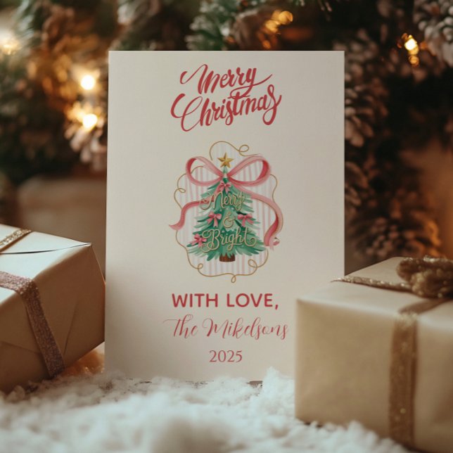 Cartes Pour Fêtes Annuelles Coquette Merry & Bright Christmas (Créateur téléchargé)