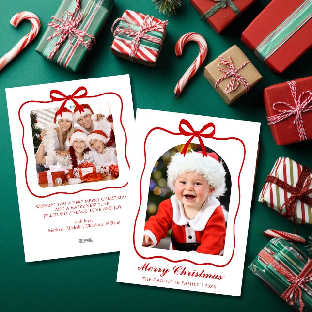Cartes Pour Fêtes Annuelles Coquette Ruban Photo Arche Joyeux Noël (Coquette Ribbon Photo Arch Merry Christmas Holiday Card)