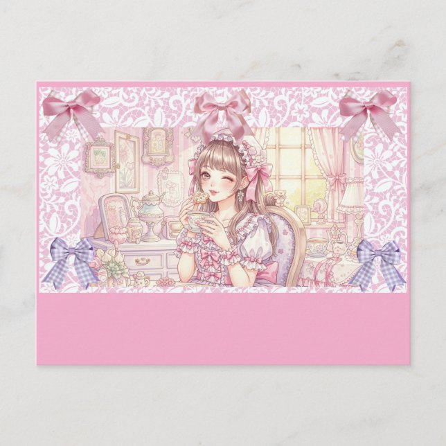 Cartes Pour Fêtes Annuelles Coquette Tea Time – Pastel Ribbon  (Devant)