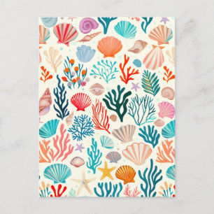 Cartes Pour Fêtes Annuelles Coquillage de corail d'été tropical coloré
