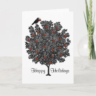 Cartes Pour Fêtes Annuelles Corbeau décore l'arbre de Noël