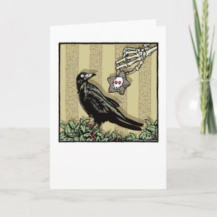 Cartes Pour Fêtes Annuelles Corbeau et Cookie - Intérieur Vierge Pop Goth
