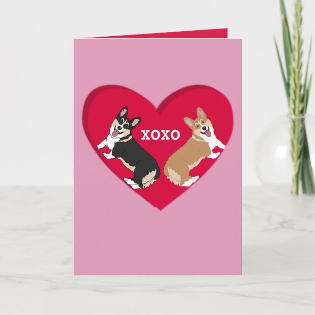 Cartes Pour Fêtes Annuelles Corgi de la Saint-Valentin (Devant)