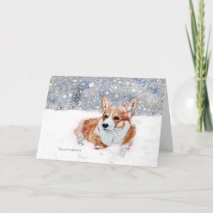 Cartes Pour Fêtes Annuelles Corgi d'hiver