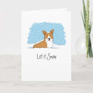 Cartes Pour Fêtes Annuelles Corgi laissez-le neiger mignon chien blanc Noël pe