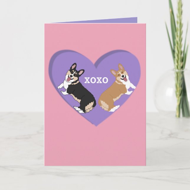 Cartes Pour Fêtes Annuelles Corgi Saint-Valentin XOXO  (Devant)