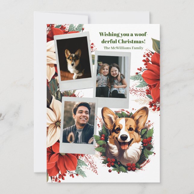 Cartes Pour Fêtes Annuelles Corgi Wonderland Famille de vacances (Devant)