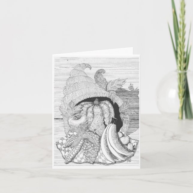 Cartes Pour Fêtes Annuelles Corne d'abondance de récolte (Devant)