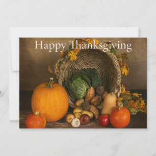 Cartes Pour Fêtes Annuelles Cornucopie Rustique Récolte Bénédictions de Thanks