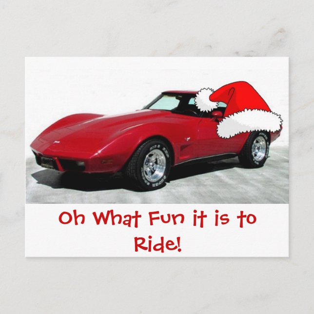 Cartes Pour Fêtes Annuelles Corvette rouge de Noël 1979 (Devant)