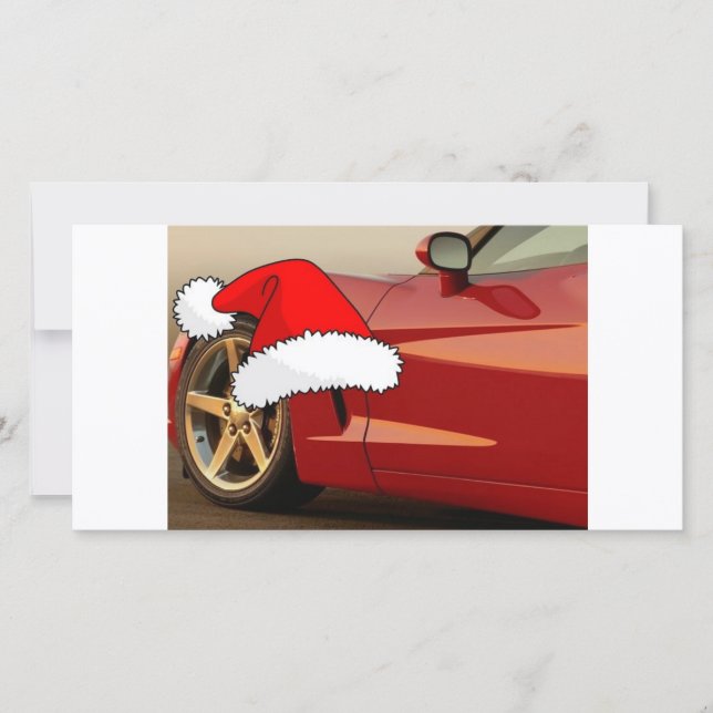 Cartes Pour Fêtes Annuelles Corvette rouge Noël (Devant)