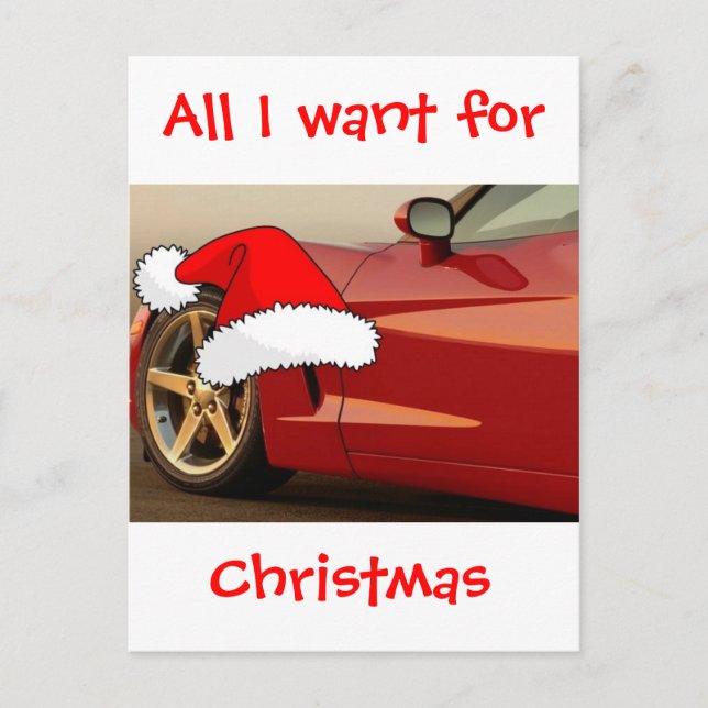 Cartes Pour Fêtes Annuelles Corvette rouge Noël (Devant)