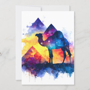 Cartes Pour Fêtes Annuelles Cosmic Starry Nuit Camel égyptien Paysage