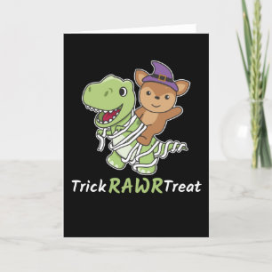 Cartes Pour Fêtes Annuelles Costume de cerf T-rex momie Trick Rawr Treat