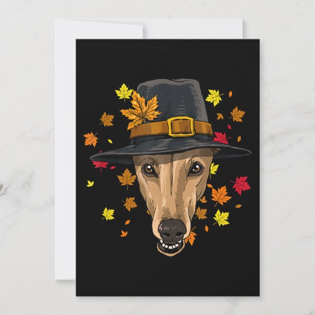 Cartes Pour Fêtes Annuelles Costume de Pèlerin de Lévrier de Thanksgiving Homm (Devant)