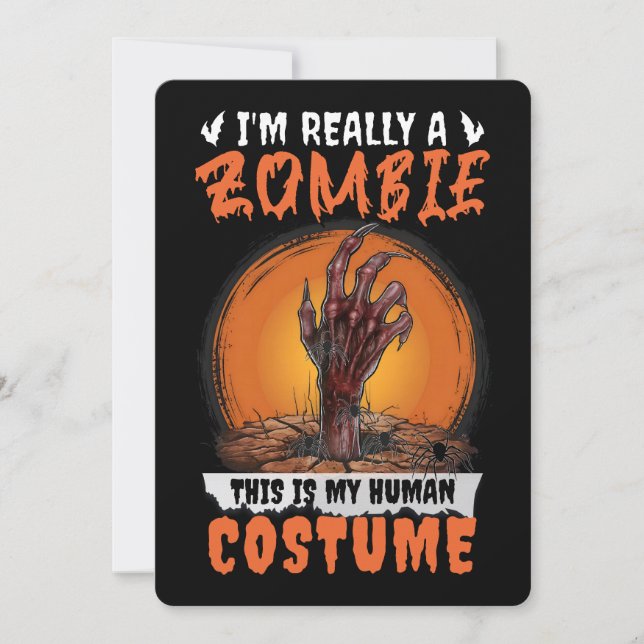 Cartes Pour Fêtes Annuelles Costume d'Halloween d'horreur de zombie effrayant  (Devant)