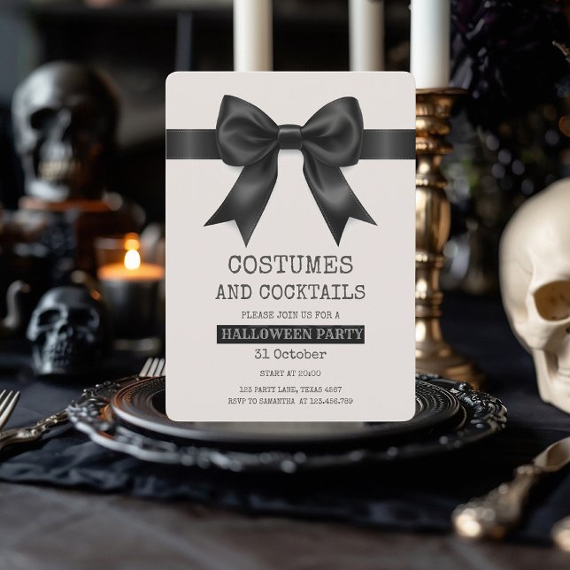 Cartes Pour Fêtes Annuelles Costume d'Halloween élégant et soirée Cocktail (Créateur téléchargé)