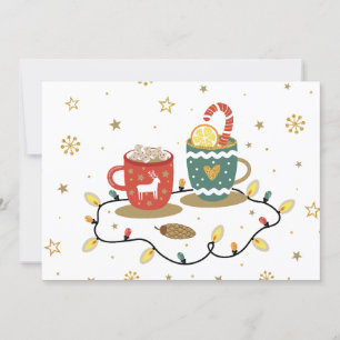 Cartes Pour Fêtes Annuelles Cosy café de Noël Or Cosy