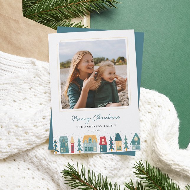 Cartes Pour Fêtes Annuelles Cosy Christmas Village Photo (Créateur téléchargé)