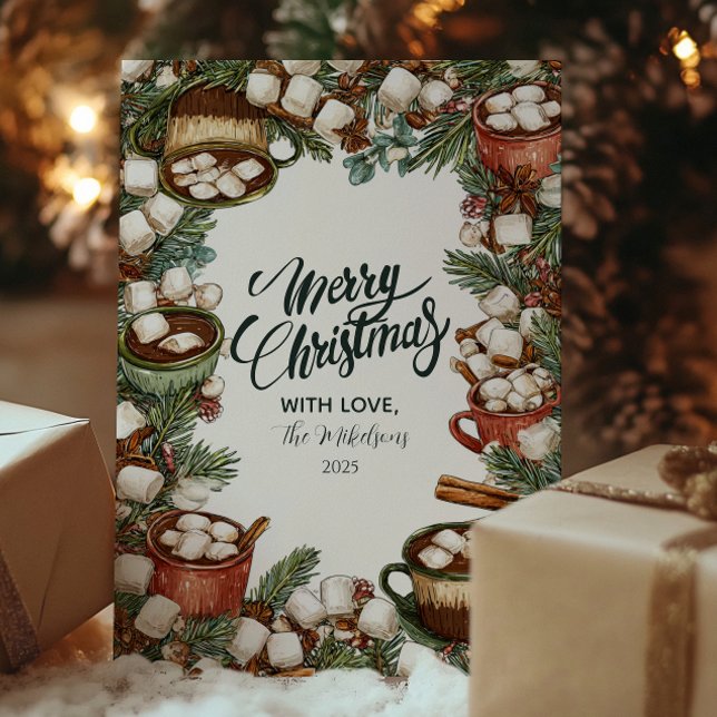 Cartes Pour Fêtes Annuelles Cosy Hot Cocoa Mug Joyeux Noël (Créateur téléchargé)