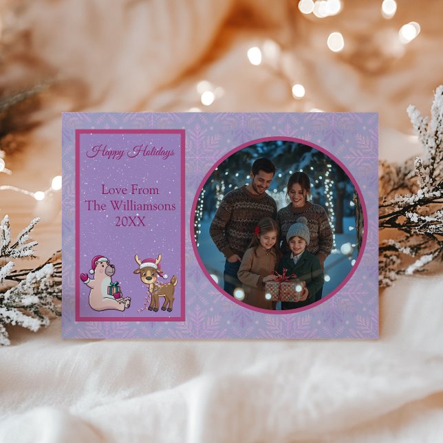 Cartes Pour Fêtes Annuelles Cosy Lilac traditionnel Photo de famille Noël (Créateur téléchargé)