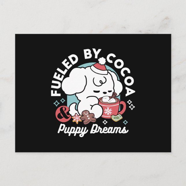 Cartes Pour Fêtes Annuelles Cosy Puppy Dreams - Chocolat chaud et Noël (Devant)
