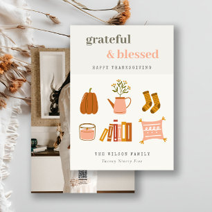 Cartes Pour Fêtes Annuelles Cosy Scandi Automne Photo Essentiel Thanksgiving