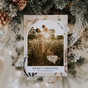 Cartes Pour Fêtes Annuelles Cosy Scandi Boho Arch Famille Photo Noël